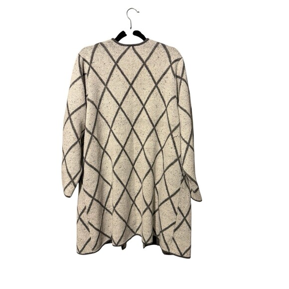 Evri Open Front Long Cardigan Size 2X Gray Windowpane - Picture 2 of 5